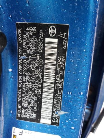 JTDBL40E399072130 - 2009 TOYOTA COROLLA BASE BLUE photo 12