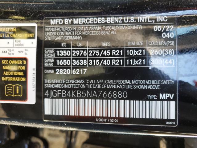 4JGFB4KB5NA766880 - 2022 MERCEDES-BENZ GLE 350 4MATIC BLACK photo 13