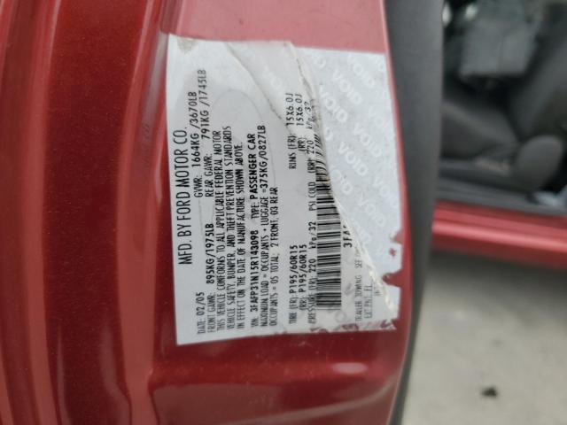 3FAFP31N15R143098 - 2005 FORD FOCUS ZX3 RED photo 12
