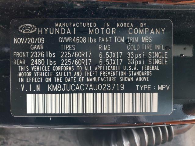 KM8JUCAC7AU023719 - 2010 HYUNDAI TUCSON GLS BLACK photo 13