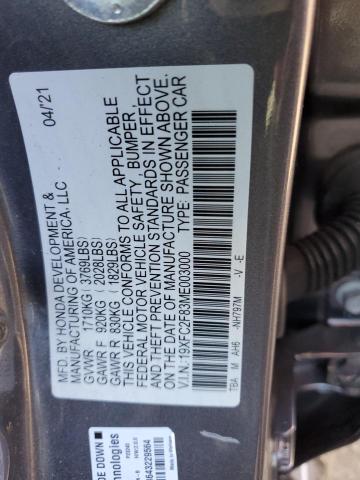 19XFC2F83ME003000 - 2021 HONDA CIVIC SPORT GRAY photo 12