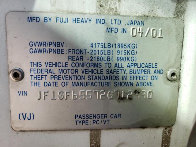 JF1SF65572G712990 - 2002 SUBARU FORESTER S თეთრი ფოტო 13