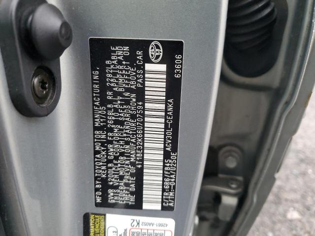 4T1BE32K66U707594 - 2006 TOYOTA CAMRY LE GRAY photo 12