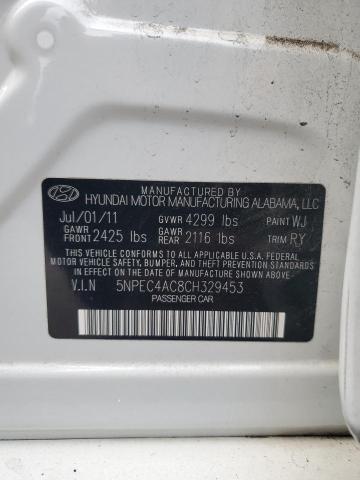 5NPEC4AC8CH329453 - 2012 HYUNDAI SONATA SE WHITE photo 12