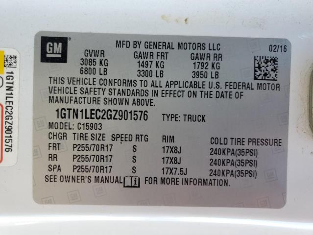 1GTN1LEC2GZ901576 - 2016 GMC SIERRA C1500 WHITE photo 13