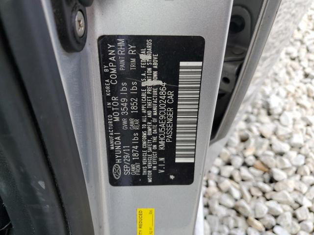 KMHCU5AE9CU024864 - 2012 HYUNDAI ACCENT GLS SILVER photo 12