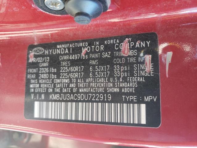 KM8JU3AC9DU722919 - 2013 HYUNDAI TUCSON GLS RED photo 13