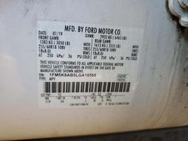 1FM5K8AB5LGA18595 - 2020 FORD EXPLORER POLICE INTERCEPTOR WHITE photo 14