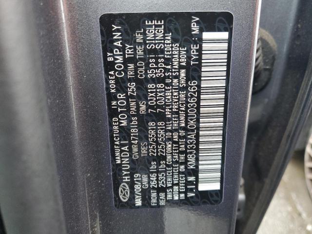 KM8J33AL0KU036266 - 2019 HYUNDAI TUCSON LIMITED GRAY photo 14