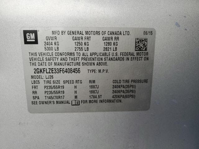 2GKFLZE33F6408456 - 2015 GMC TERRAIN DENALI SILVER photo 13