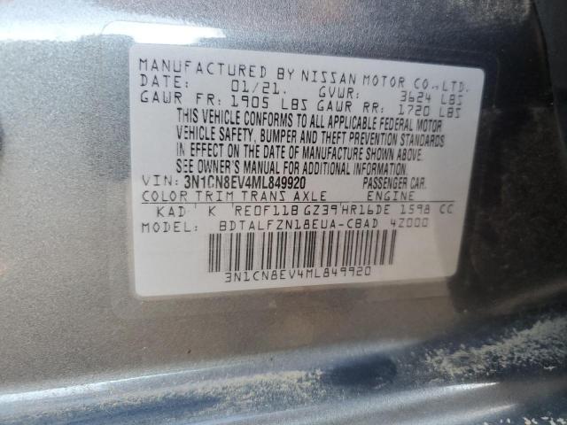 3N1CN8EV4ML849920 - 2021 NISSAN VERSA SV GRAY photo 13