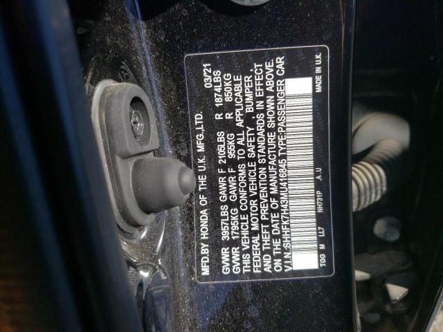 SHHFK7H43MU416845 - 2021 HONDA CIVIC SPORT 黑色 照片 12