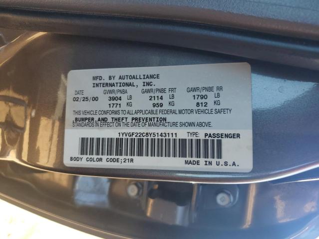 1YVGF22C8Y5143111 - 2000 MAZDA 626 ES GRAY photo 12