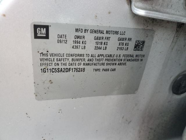 1G11C5SA2DF176218 - 2013 CHEVROLET MALIBU 1LT SILVER photo 12