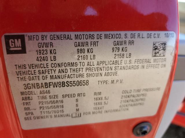 3GNBABFW8BS550658 - 2011 CHEVROLET HHR LT RED photo 13