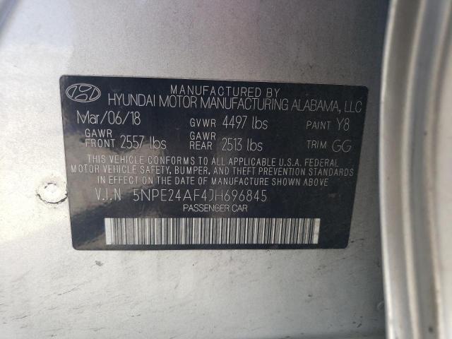 5NPE24AF4JH696845 - 2018 HYUNDAI SONATA SE SILVER photo 12