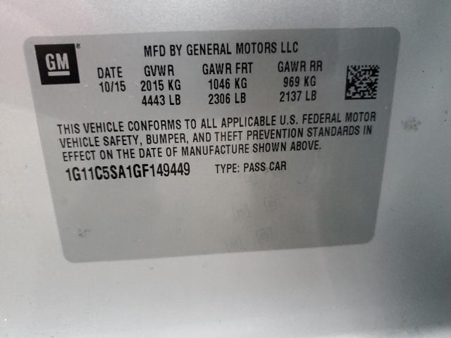 1G11C5SA1GF149449 - 2016 CHEVROLET MALIBU LIM LT 银色 照片 12