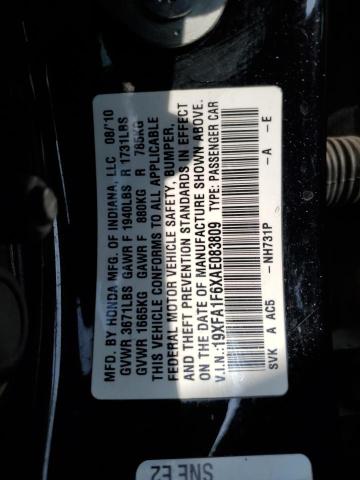 19XFA1F6XAE083809 - 2010 HONDA CIVIC LX-S أسود صورة 12
