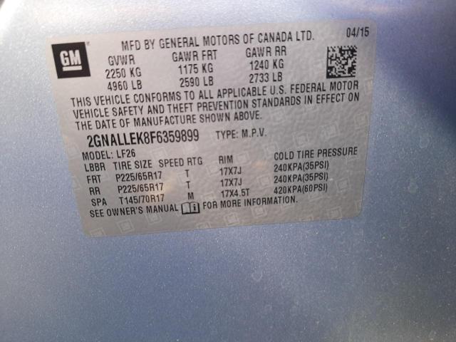 2GNALLEK8F6359899 - 2015 CHEVROLET EQUINOX L BLUE photo 12