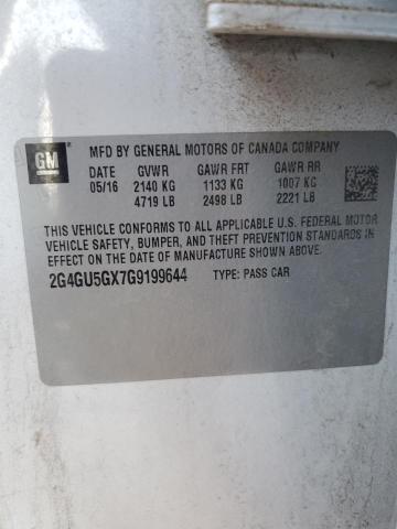 2G4GU5GX7G9199644 - 2016 BUICK REGAL GS WHITE photo 12