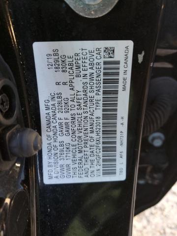 2HGFC2F6XLH523018 - 2020 HONDA CIVIC LX BLACK photo 12