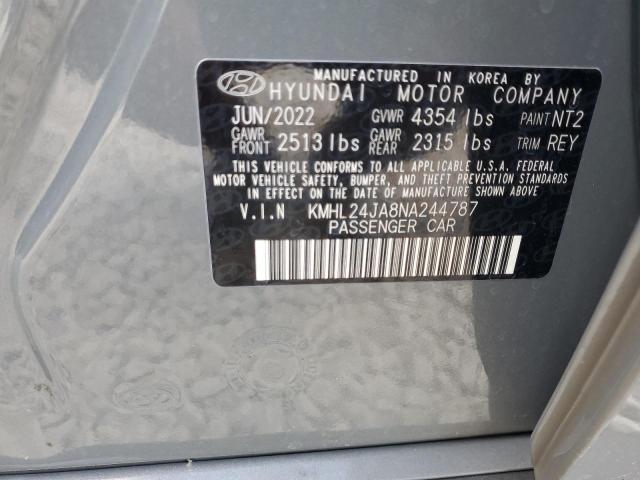 KMHL24JA8NA244787 - 2022 HYUNDAI SONATA SE GRAY photo 13