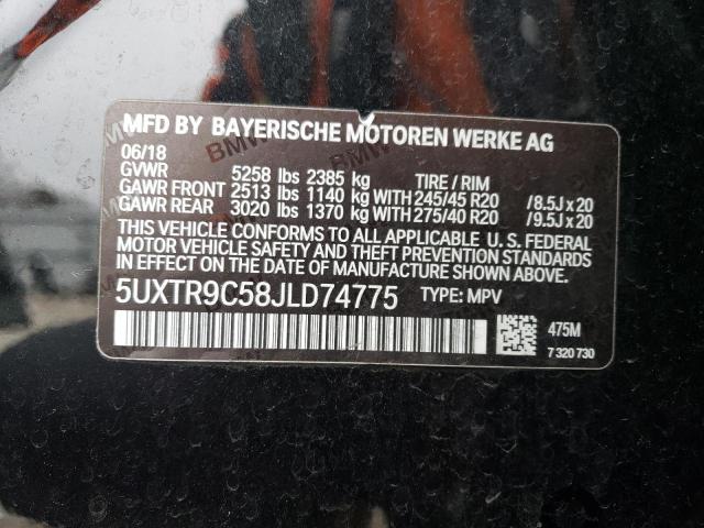 5UXTR9C58JLD74775 - 2018 BMW X3 XDRIVE30I BLACK photo 14