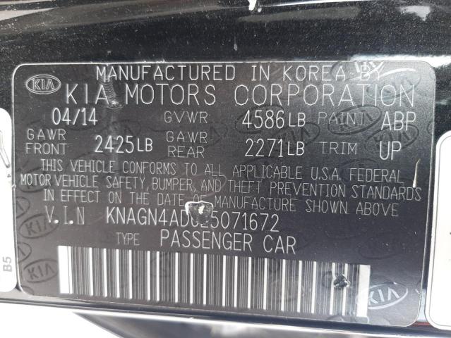 KNAGN4AD6E5071672 - 2014 KIA OPTIMA HYBRID BLACK photo 12