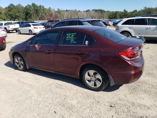 19XFB2F57FE111129 - 2015 HONDA CIVIC LX MAROON photo 2