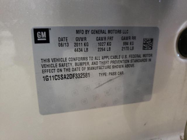 1G11C5SA2DF332581 - 2013 CHEVROLET MALIBU 1LT ოქროსფერი ფოტო 12