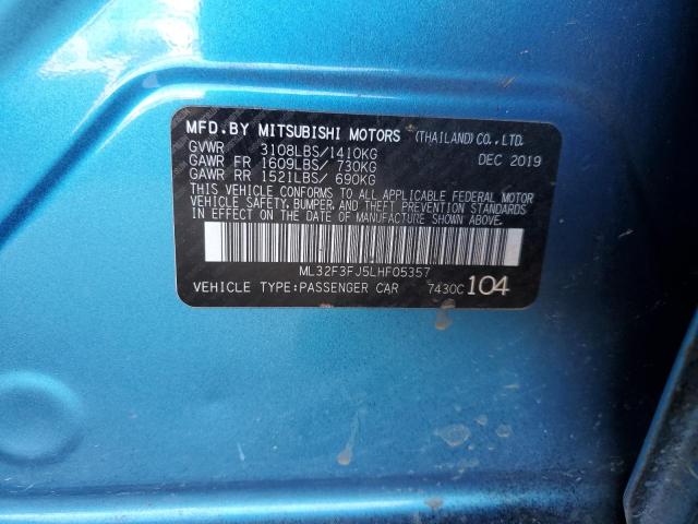 ML32F3FJ5LHF05357 - 2020 MITSUBISHI MIRAGE G4 ES შავი ფოტო 13