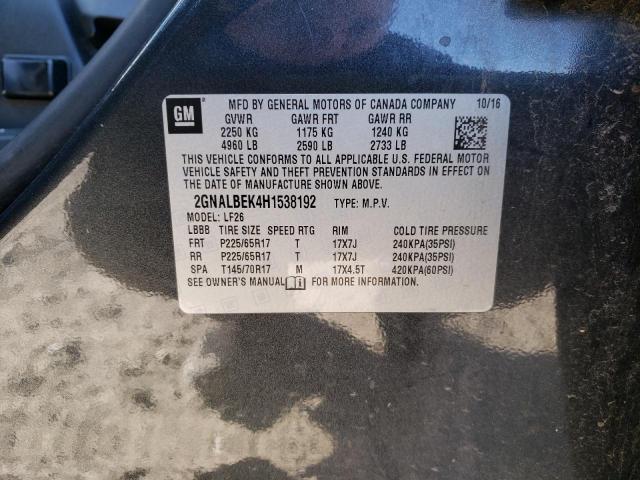 2GNALBEK4H1538192 - 2017 CHEVROLET EQUINOX LS GRAY photo 13