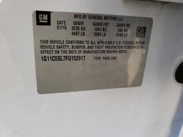 1G11C5SL7FU152917 - 2015 CHEVROLET MALIBU 1LT WHITE photo 12