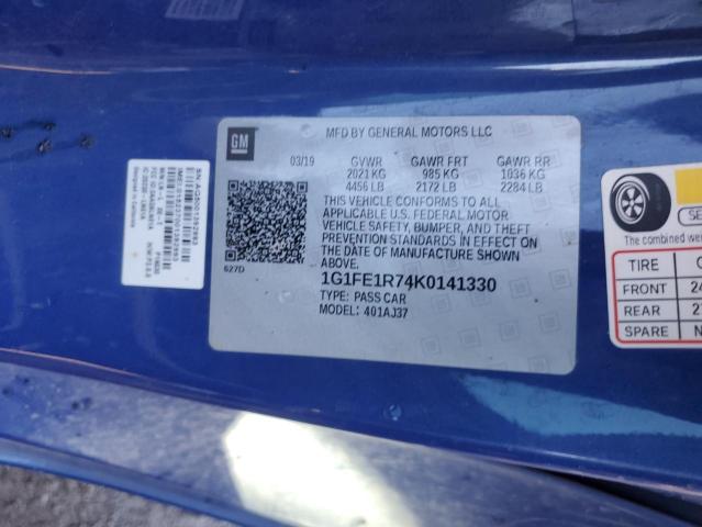 1G1FE1R74K0141330 - 2019 CHEVROLET CAMARO SS BLUE photo 12