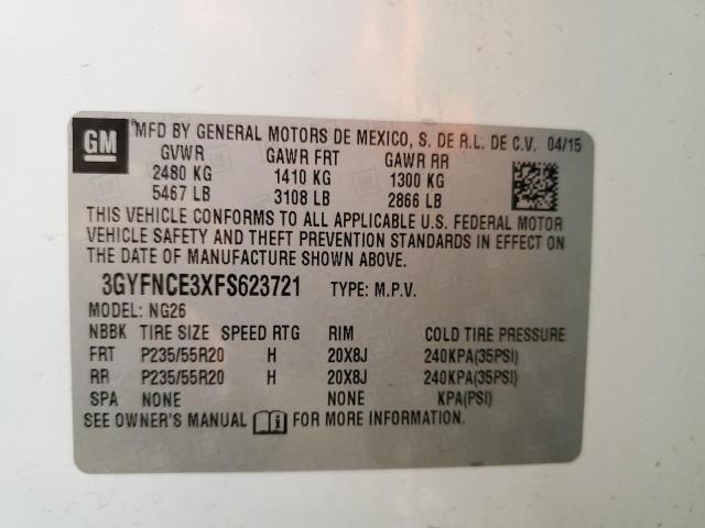 3GYFNCE3XFS623721 - 2015 CADILLAC SRX PERFORMANCE COLLECTION თეთრი ფოტო 14