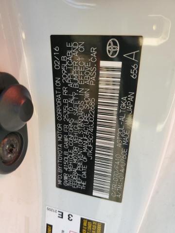 JTKJF5C74GJ022685 - 2016 TOYOTA SCION TC 白色 照片 12