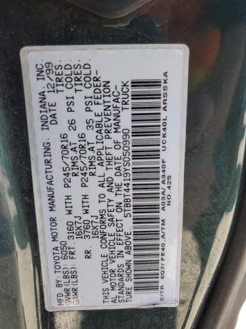 5TBBT4419YS050990 - 2000 TOYOTA TUNDRA ACCESS CAB მწვანე ფოტო 12