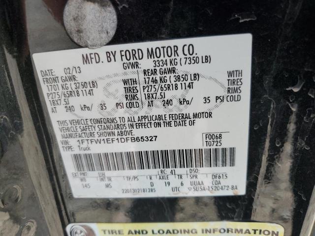 1FTFW1EF1DFB65327 - 2013 FORD F150 SUPERCREW BLACK photo 12