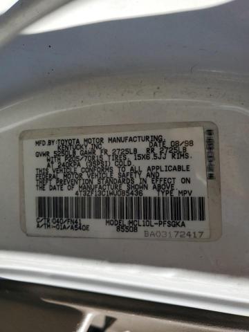 4T3ZF13C1WU085436 - 1998 TOYOTA SIENNA LE WHITE photo 13