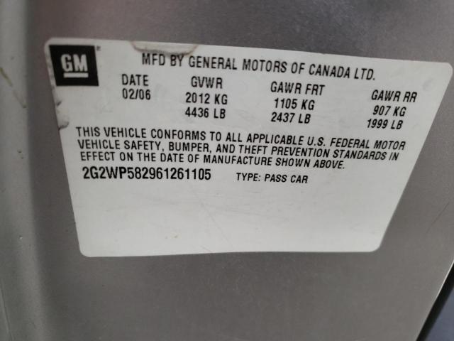 2G2WP582961261105 - 2006 PONTIAC GRAND PRIX 银色 照片 12