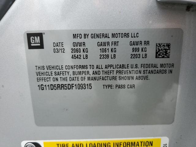 1G11D5RR5DF109315 - 2013 CHEVROLET MALIBU 1LT 银色 照片 13