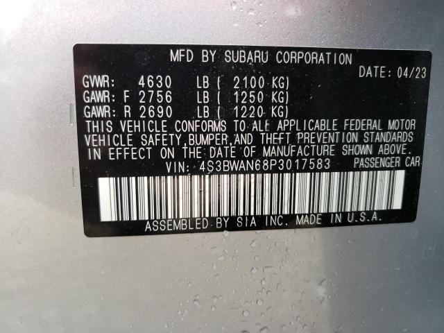 4S3BWAN68P3017583 - 2023 SUBARU LEGACY LIMITED SILVER photo 12