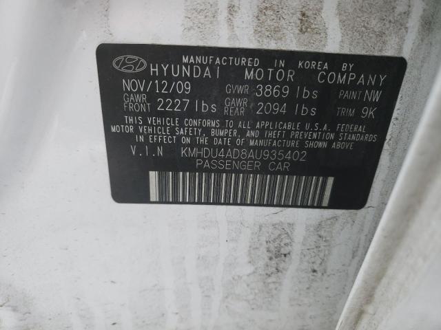 KMHDU4AD8AU935402 - 2010 HYUNDAI ELANTRA BLUE WHITE photo 12