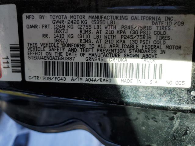 5TEUU4EN0AZ691887 - 2010 TOYOTA TACOMA ACCESS CAB BLACK photo 12