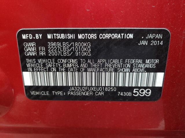 JA32U2FUXEU018250 - 2014 MITSUBISHI LANCER ES/ES SPORT RED photo 12