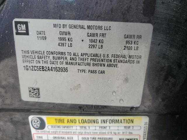 1G1ZC5EB2A4163936 - 2010 CHEVROLET MALIBU 1LT 灰色 照片 12