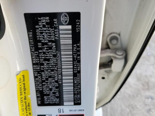 4T1BK1EB1DU045347 - 2013 TOYOTA AVALON BASE 白色 照片 12