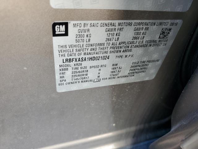 LRBFXASA1HD021024 - 2017 BUICK ENVISION PREFERRED Qəhvəyi foto 13