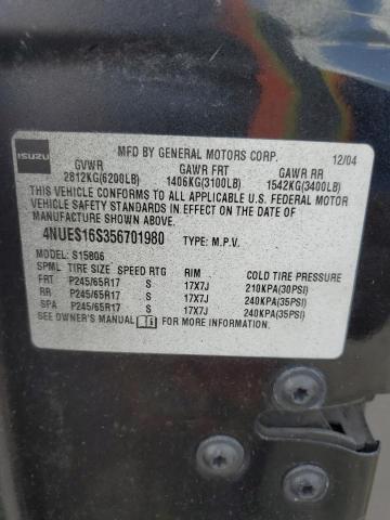 4NUES16S356701980 - 2005 ISUZU ASCENDER S შავი ფოტო 13