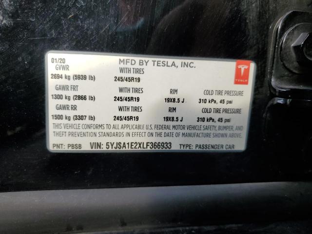 5YJSA1E2XLF366933 - 2020 TESLA MODEL S Qara foto 12
